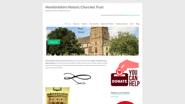 Screenshot of the The Herefordshire Historic Churches Trust website