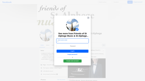 Screenshot of the The Friends Of St Alphege Music website