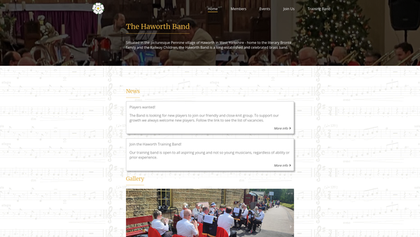 Screenshot of the The Haworth Band website