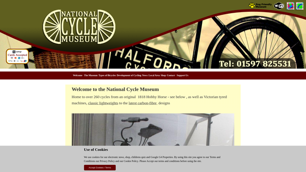 Screenshot of the National Cycle Museum website