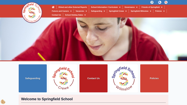 Screenshot of the Springfield School Parent Teacher Association website
