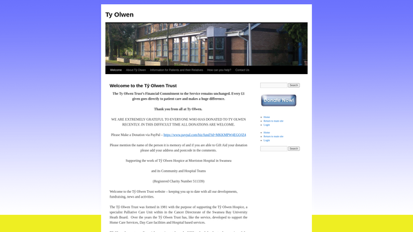 Screenshot of the Ty Olwen Trust Fund website