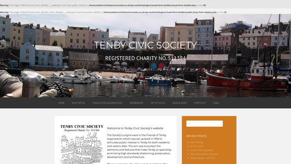Screenshot of the Tenby Civic Society website