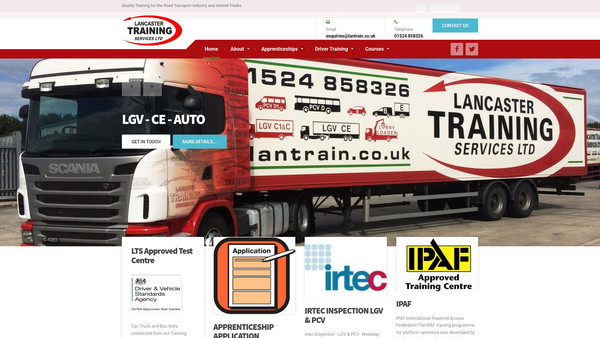 Screenshot of the Lancaster Training Services Limited website