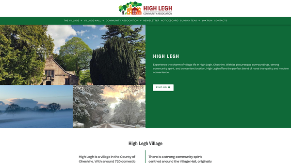 Screenshot of the High Legh Community Association website