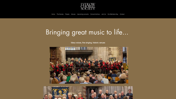 Screenshot of the Ludlow Choral Society website