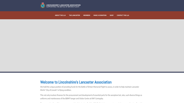 Screenshot of the Lincolnshire's Lancaster Association Limited website