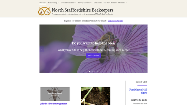 Screenshot of the The North Staffordshire Beekeepers' Association website