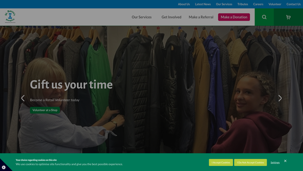 Screenshot of the St Rocco's Hospice website
