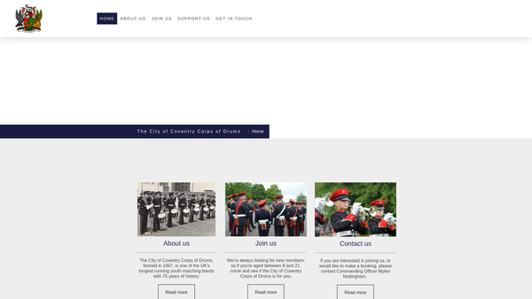 Screenshot of the The City Of Coventry Corps Of Drums website