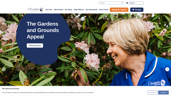 Screenshot of the Overgate Hospice website