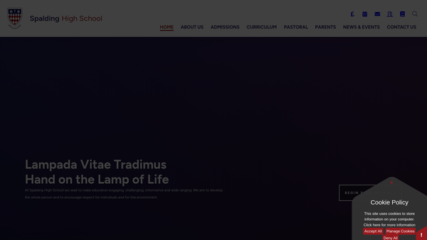 Screenshot of the Spalding High School Parents And Staff Association website
