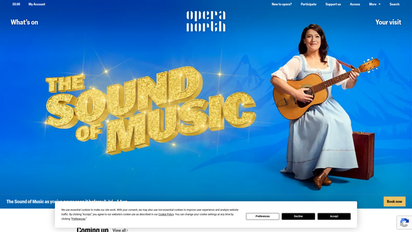 Screenshot of the Opera North Limited website
