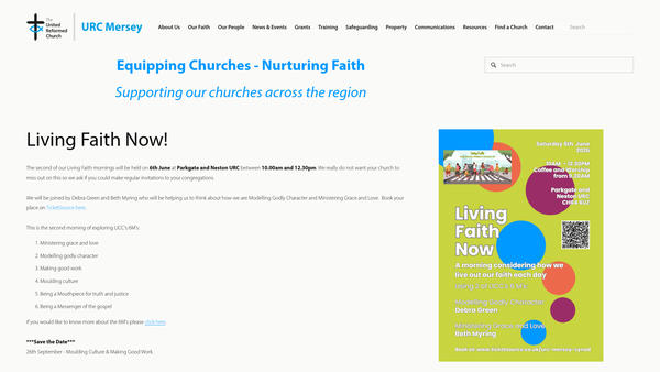 Screenshot of the The United Reformed Church (Mersey Province) Trust Limited website