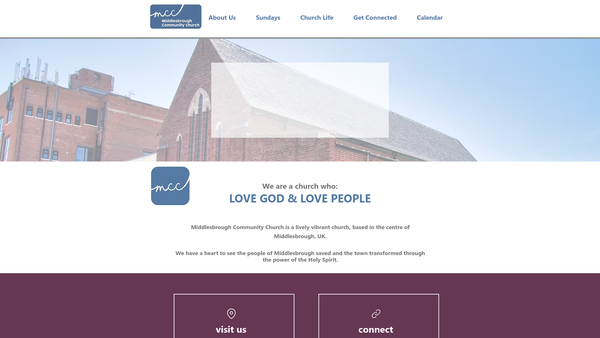 Screenshot of the Middlesbrough Community Church Trust website