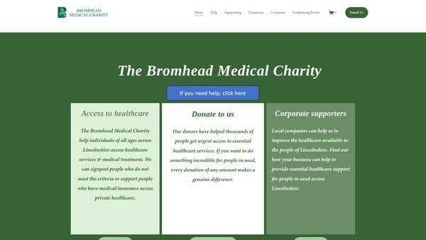 Screenshot of the Bromhead Medical Charity website