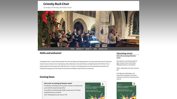 Screenshot of the Grimsby Bach Choir website
