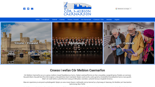 Screenshot of the Cor Meibion Caernarfon website