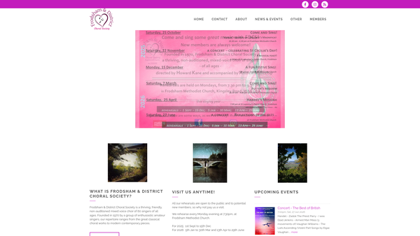 Screenshot of the Frodsham And District Choral Society website