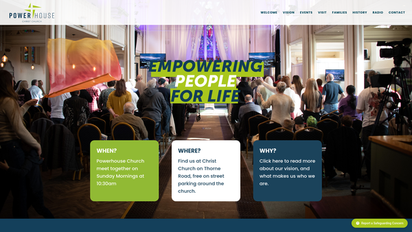 Screenshot of the Powerhouse Christ Church website
