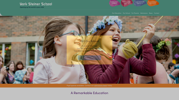 Screenshot of the York Steiner School Limited website