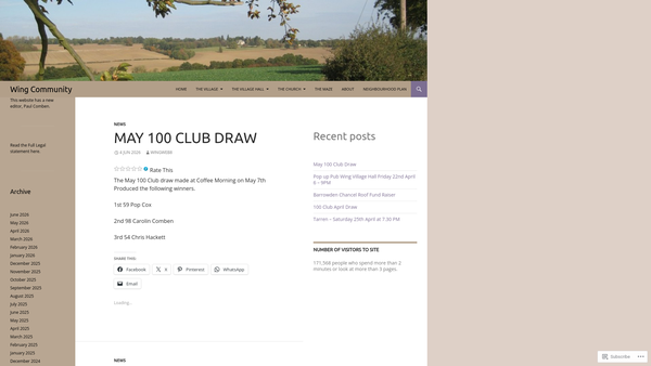 Screenshot of the Wing Community Centre website