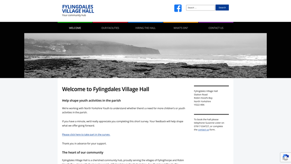 Screenshot of the Fylingdales Village Hall Trust website