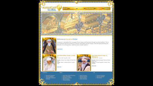 Screenshot of the Nanaksar Gurdwara Gursikh Temple website