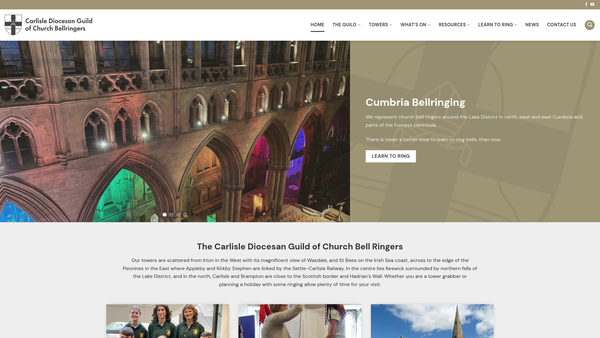 Screenshot of the Carlisle Diocesan Guild Of Church Bellringers Bell Restoration Fund website