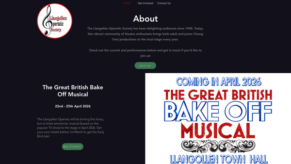 Screenshot of the The Llangollen And District Amateur Operatic And Dramatic Society website