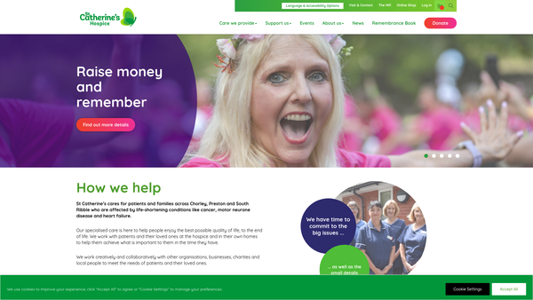 Screenshot of the St Catherines Hospice (Lancashire) Limited website