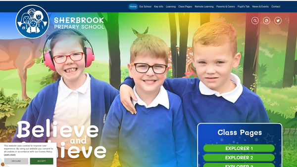 Screenshot of the Sherbrook Primary School PTFA website
