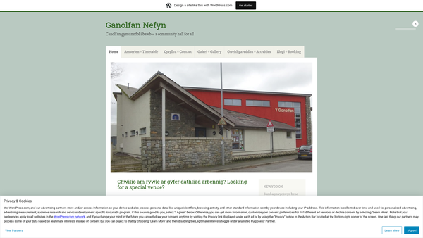 Screenshot of the Canolfan Cymdeithasol Ardal Nefyn website