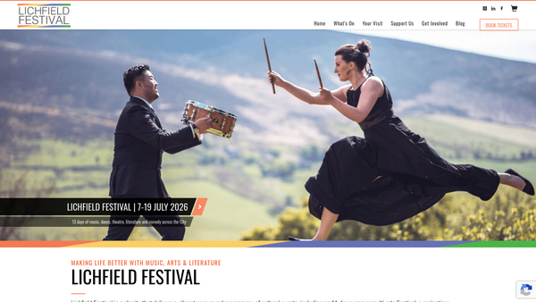 Screenshot of the Lichfield Festival Limited website