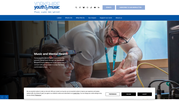 Screenshot of the Yorkshire Youth And Music Limited website