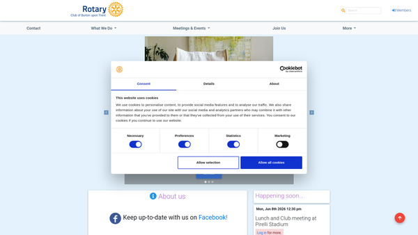 Screenshot of the The Rotary Club Of Burton Upon Trent website