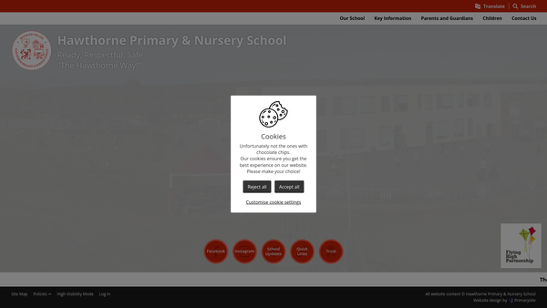 Screenshot of the The Hawthorne Primary School Educational Fund website