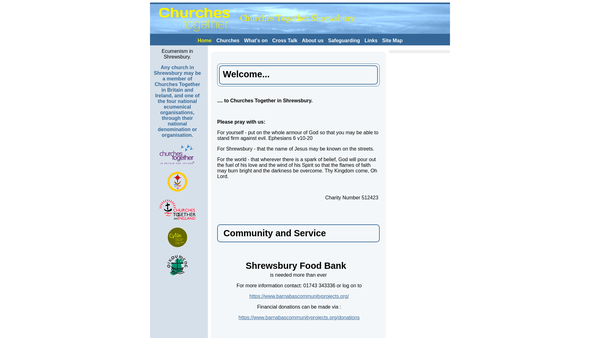 Screenshot of the Churches Together In Shrewsbury website