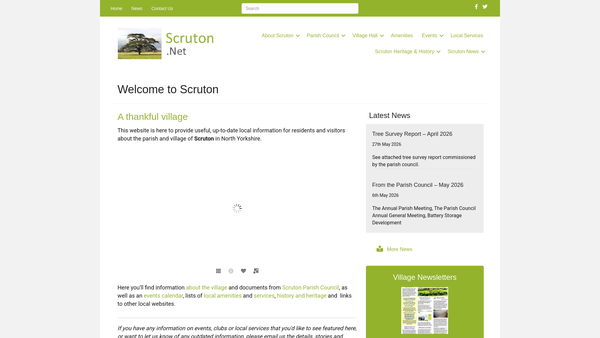 Screenshot of the Scruton Playing Field Association website