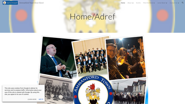 Screenshot of the Ammanford Town Silver Band website