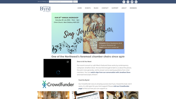 Screenshot of the William Byrd Singers Of Manchester website