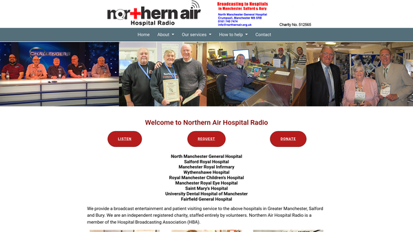 Screenshot of the Northern Air Hospital Radio website