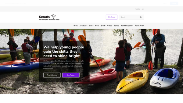 Screenshot of the 7th Warrington West Scout Group website