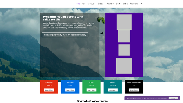 Screenshot of the 38th Rossendale Scouts website