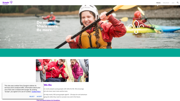 Screenshot of the 1st Houghton (St Michaels) Scout Group website