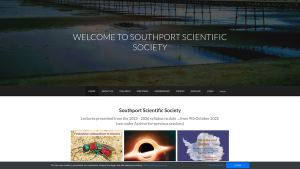 Screenshot of the Southport Scientific Society website