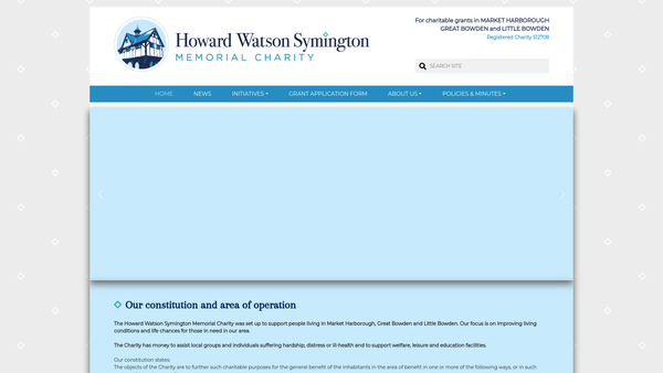 Screenshot of the Howard Watson Symington Memorial Charity website