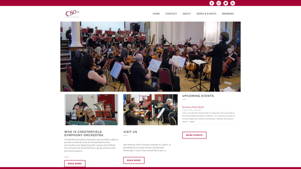 Screenshot of the Chesterfield Symphony Orchestra website