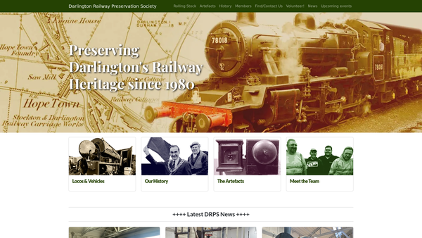 Screenshot of the The Darlington Railway Preservation Society website