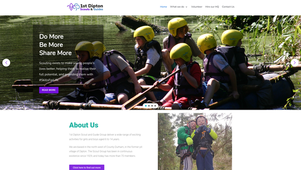 Screenshot of the 1st Dipton Scout Association website